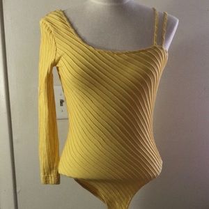 Moda Spiegel Yellow Ribbed Bodysuit